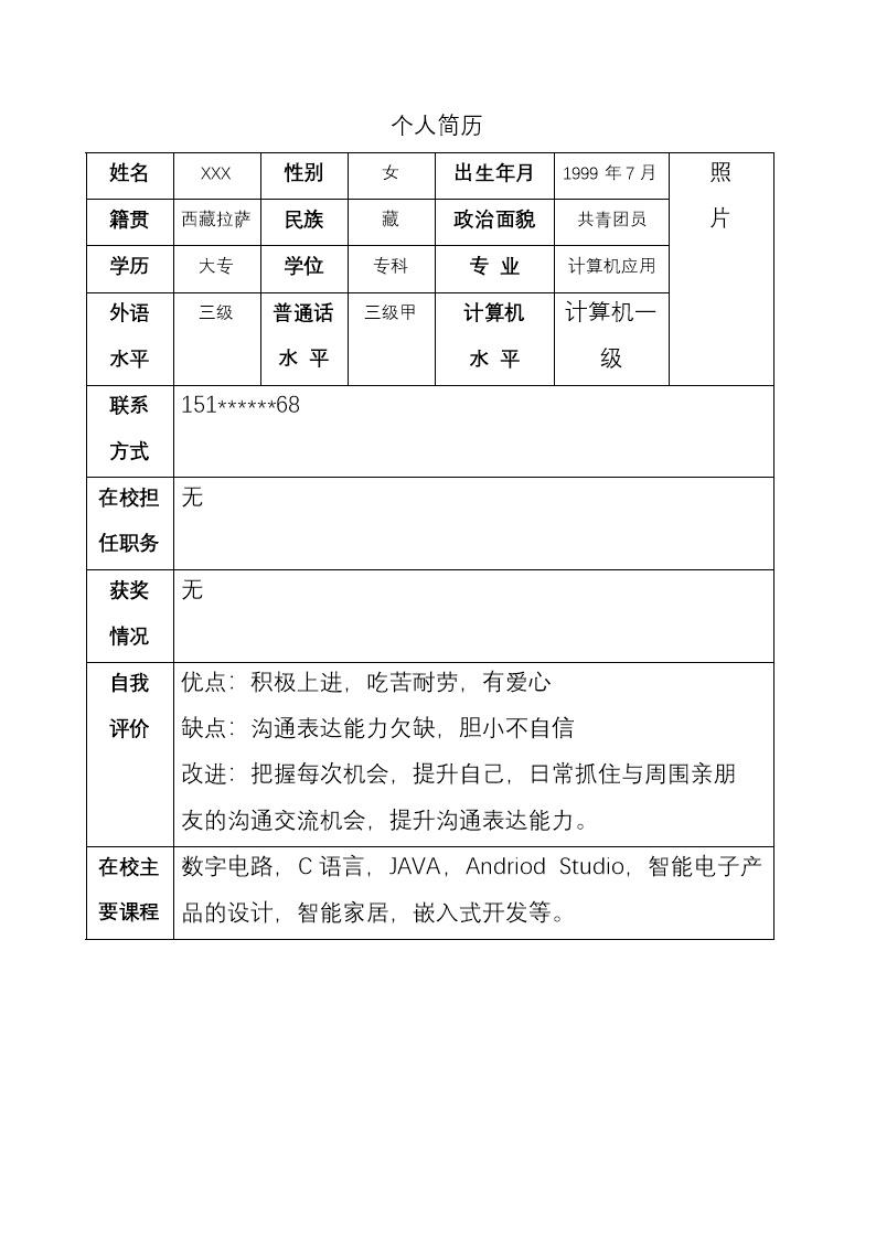 7985_计算机应用专业相关岗位求职简历模板  - 人力资源简历模板